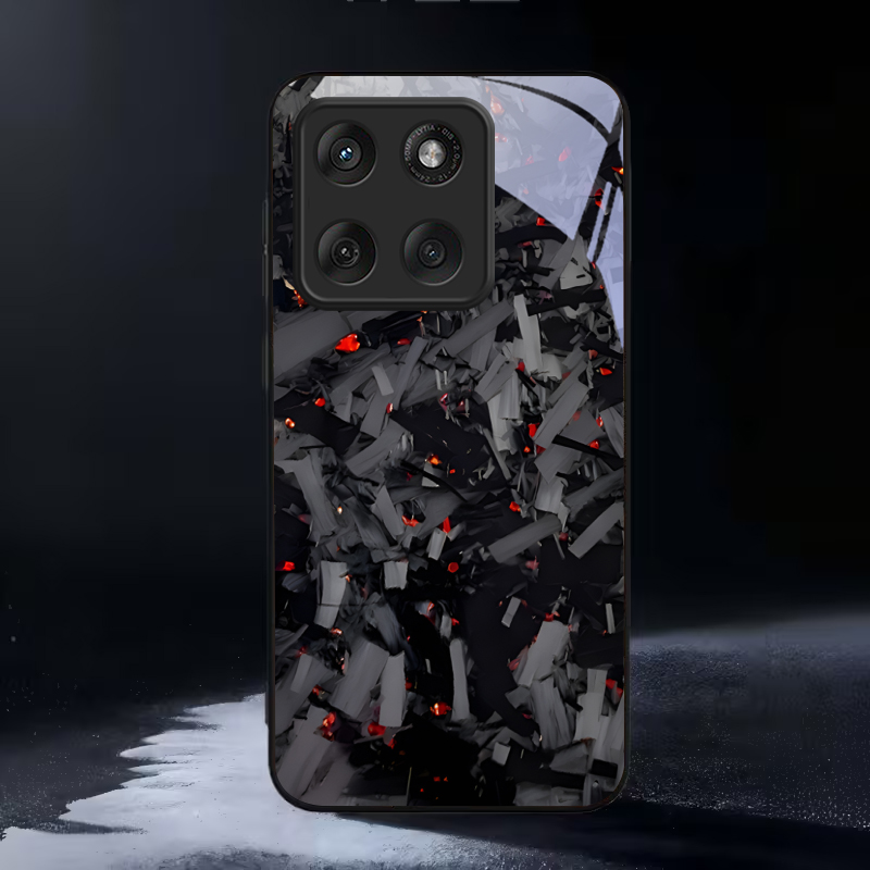 Phone Cases For Motorola - ダークな破片模様の黒いガラス製携帯電話ケース、モトローラモトエッジ60、70、20ライト、30プロ、40、50ウルトラ、X30プロ、G14、G75、G84用カバー