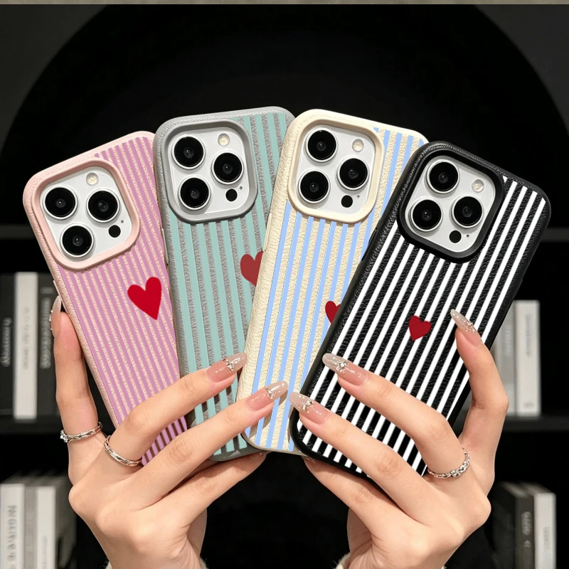 Realme Note 50 - カラフルなストライプハートケース Realme C85 C83 Pro C53