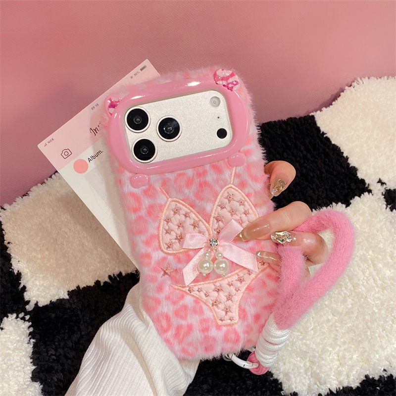 Phone Cases Iphone 17 Pro - 高級感のあるレオパード柄ビキニプリントのぬいぐるみ風スマホケース iPhone 17 Air 16 15