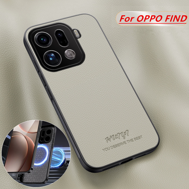 Oppo Find X8 - 高級内蔵マグネットレザー磁気電話ケース OPPO Find X7 X8 X9
