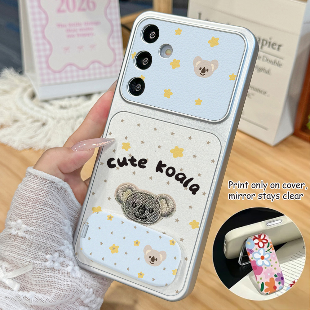 Phone Cases Leather - 可愛いコアラ柄レザー携帯ケース Samsung A56 5G A16 A57