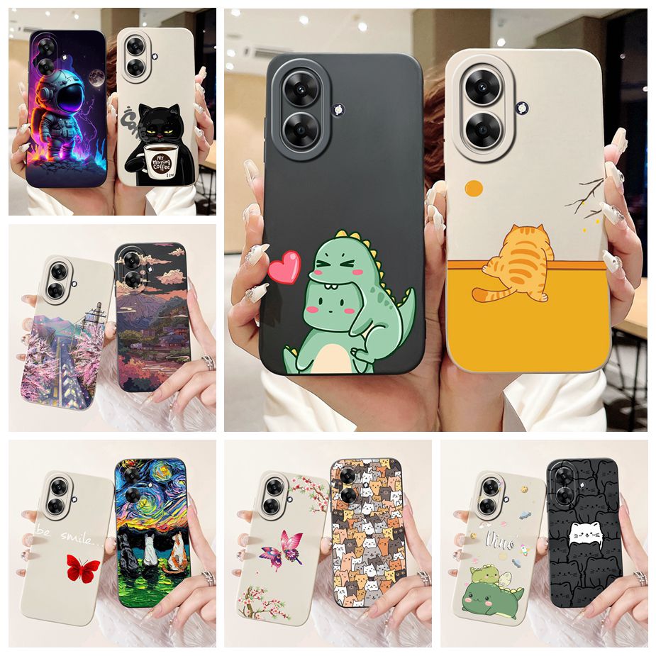 Realme Note 50 - Realme用のかわいい恐竜の漫画のカバー,完全なカメラ保護,電話ケース,ソフトバッグ,Realme Note 60,50