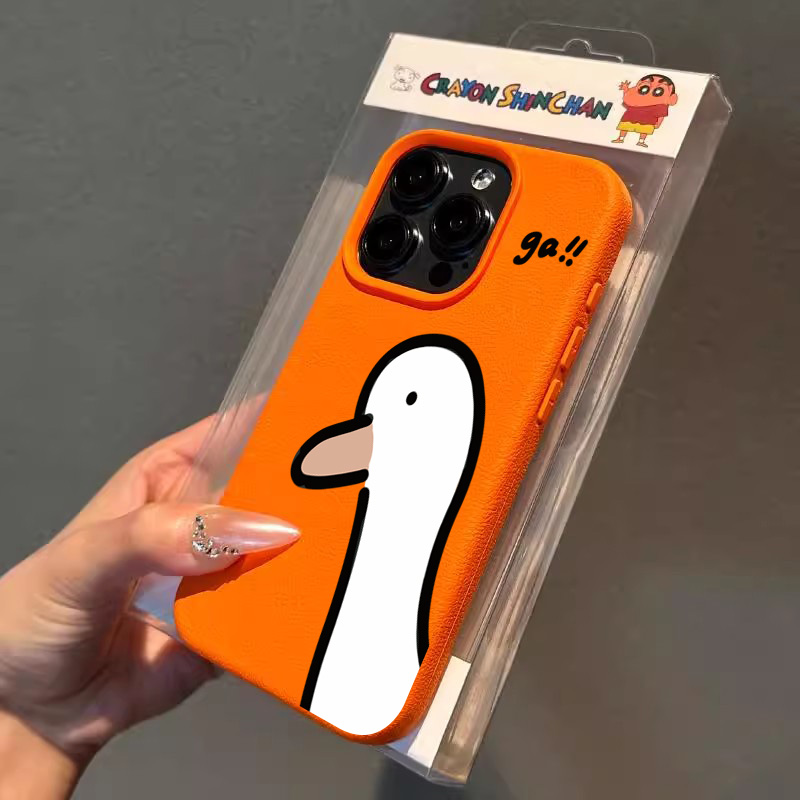 Phone Cases Xr Cute - 漫画風のかわいいアヒル柄のiPhoneケース（iPhone 16、17 Pro Max、11、12、13、14、15 Plus、XS、XR、X、16E対応）ライチ柄耐衝撃カバー