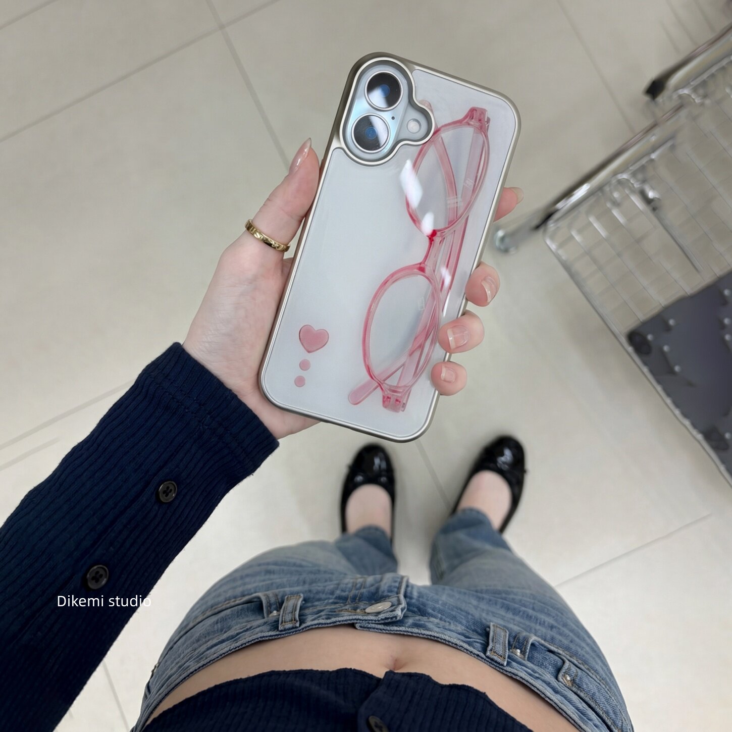Phone Cases Xr Cute - 韓国の女の子らしいピンクのメガネとハートが可愛いスマホケース iPhone 17 Air 16 E
