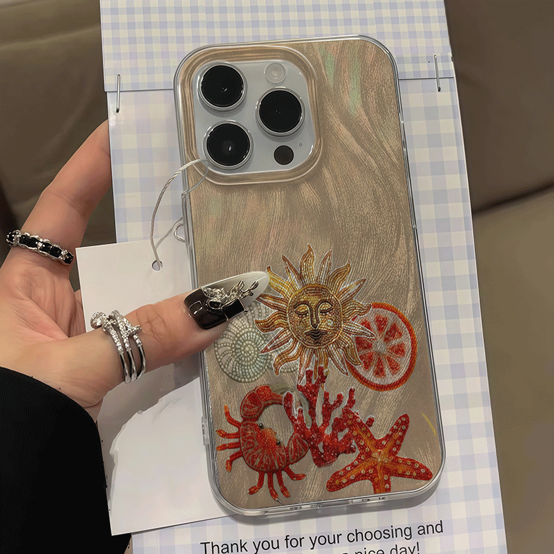 Phone Cases Red - 氷の質感オーシャンレッドコーラル柄スマホケース Samsung Galaxy S26 S25 S24