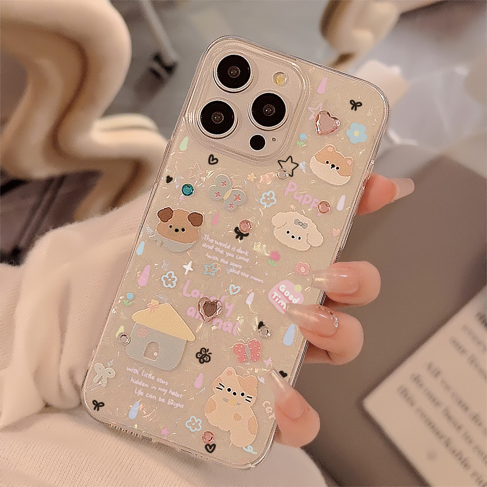 かわいい漫画の子犬の貝殻柄スマホケース iPhone 11  - Phone Cases Xr Cute のレビューと価格