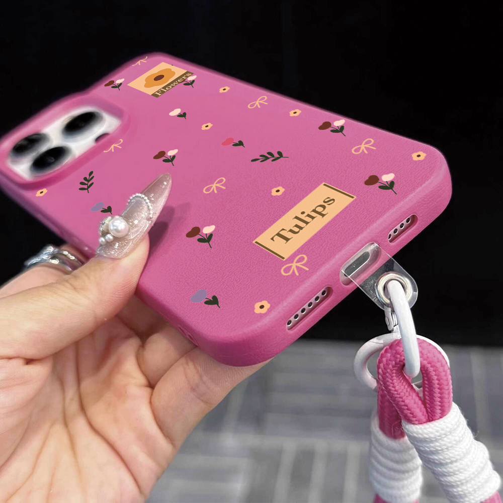 チューリップボウストラップロープフォンケース iPhone  - Phone Cases Leather のレビューと価格