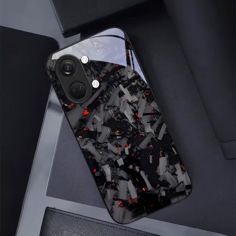 ダークな破片模様の黒いガラス製スマホケース OnePlus  - Phone Cases Oneplus のレビューと価格