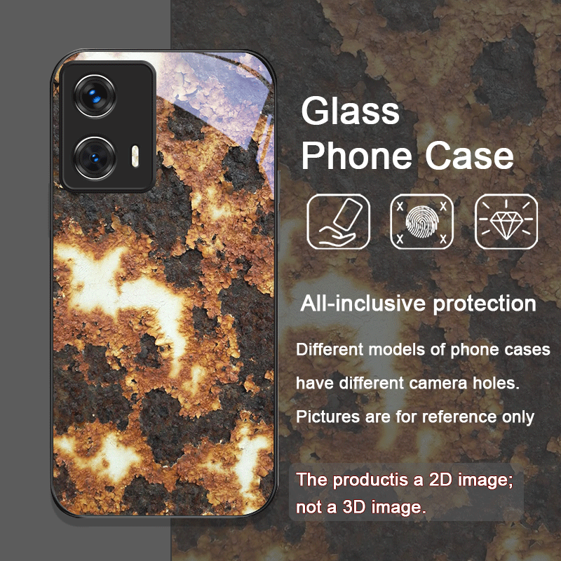 クリエイティブな錆びた金属表面パターン強化ガラス製携帯電話ケ - Phone Cases For Motorola のレビューと価格