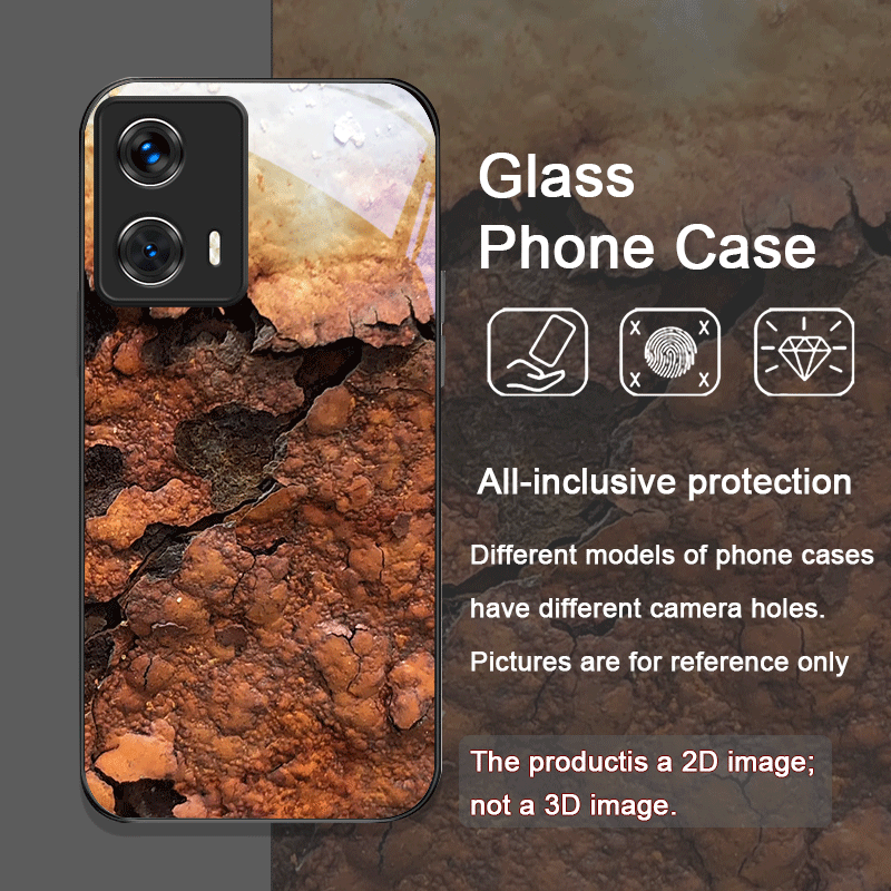 クリエイティブな錆びた金属表面パターン強化ガラス製携帯電話ケ - Phone Cases For Motorola のレビューと価格
