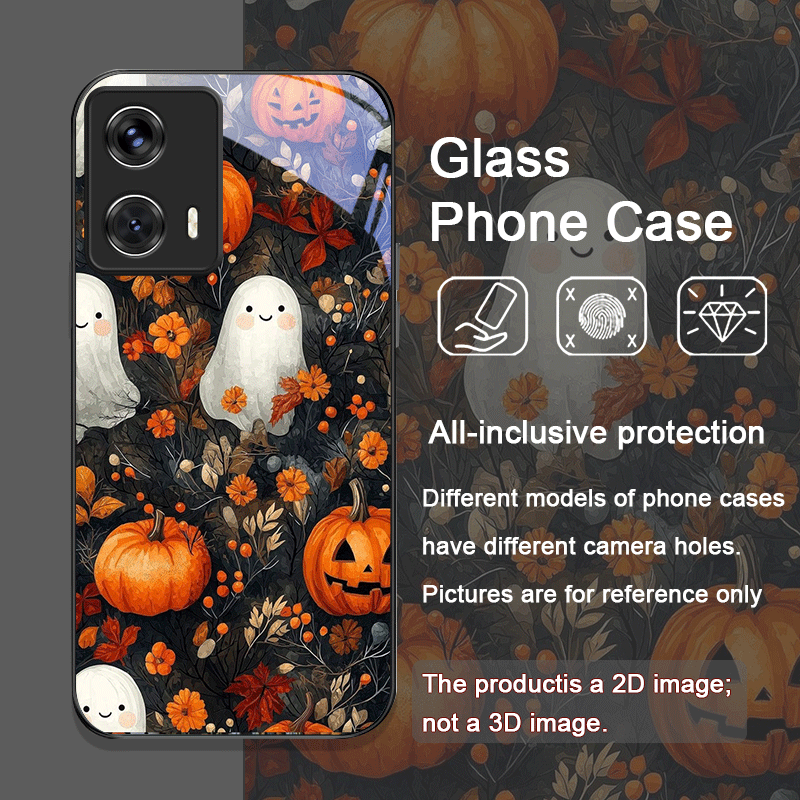 ハロウィン パンプキン ゴースト 本棚 強化ガラス製 スマホ - Phone Cases For Motorola のレビューと価格