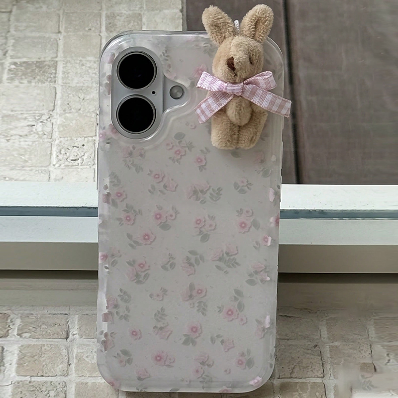 3D格子模様の弓と茶色のウサギと花柄のiPhoneケース（i - Phone Cases Pinterest のレビューと価格