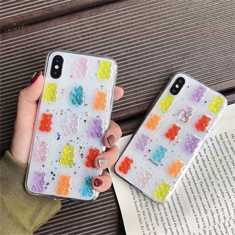 かわいい3Dカラフルなくまのドロップグルー付きiPhone  - Phone Cases Xr Cute のレビューと価格