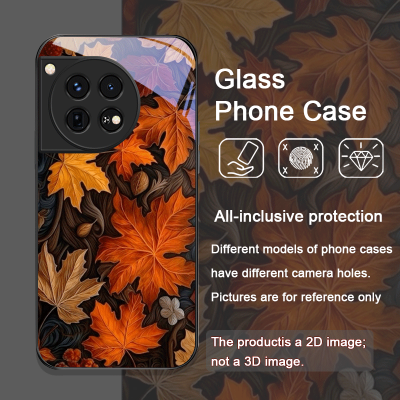 手描きの秋の紅葉模様の強化ガラス製スマホケース OnePlu - Phone Cases Oneplus のレビューと価格