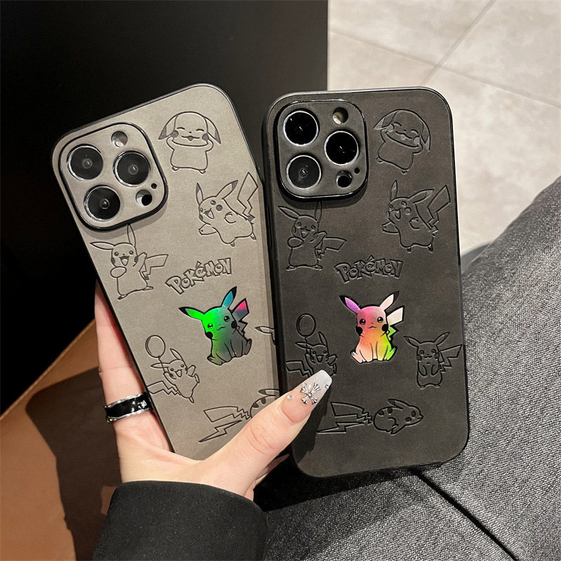 漫画ピカチュウフェイクレザーレーザー携帯電話ケース iPho - Phone Cases Leather のレビューと価格