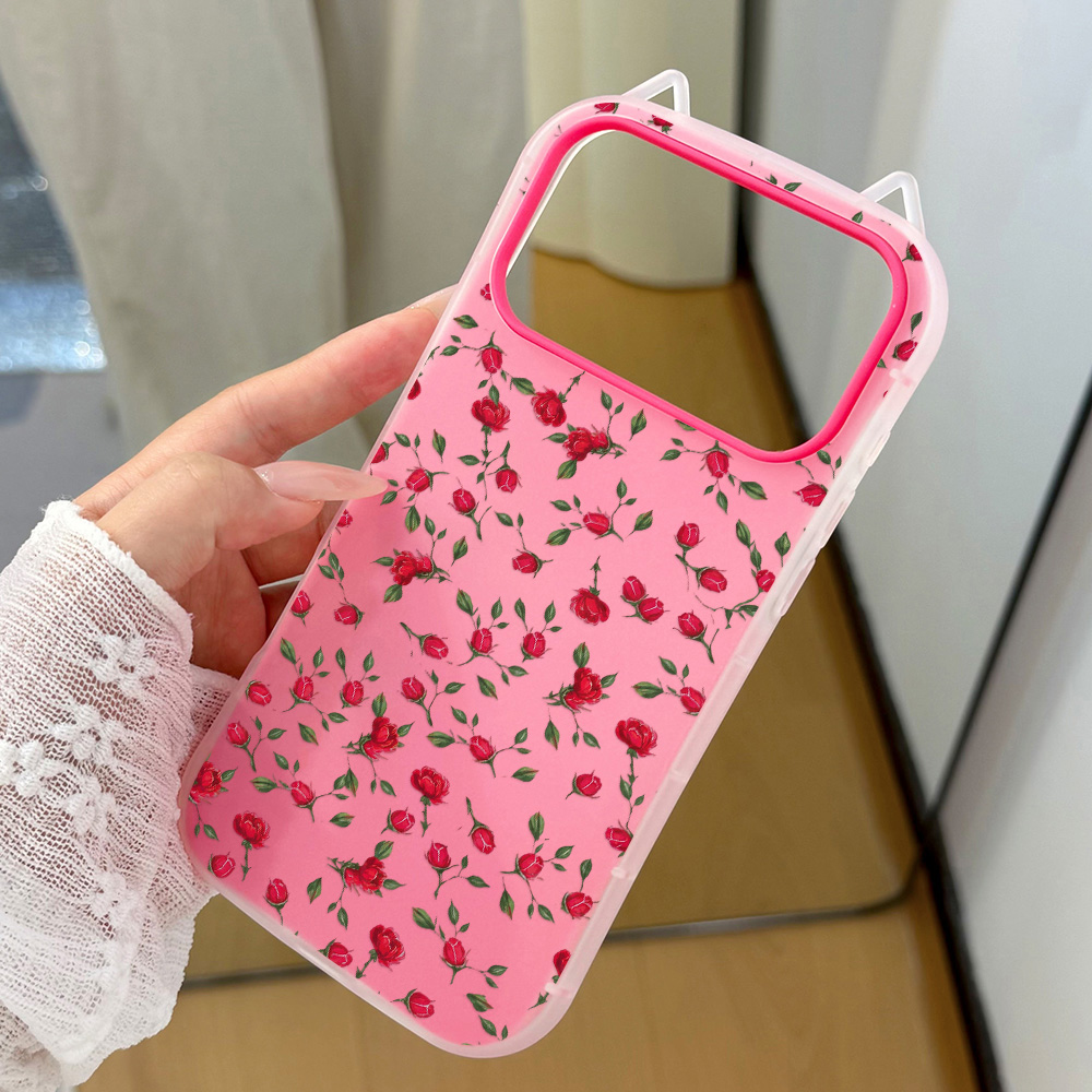 赤いバラの花柄猫耳付きスマホケース iPhone 17 Pr - Phone Cases Red のレビューと価格