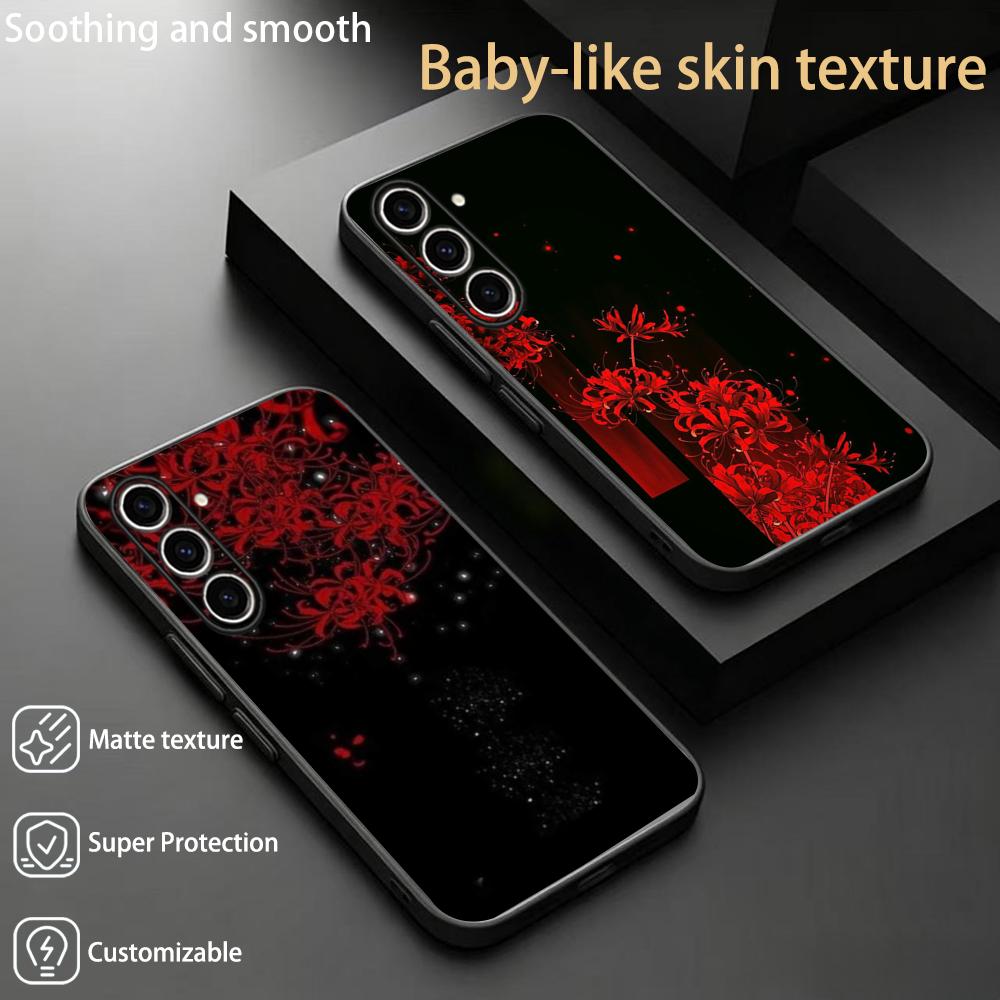 赤いスパイダーリリー柄の日本風アートデザインスマホケース S - Phone Cases Red のレビューと価格