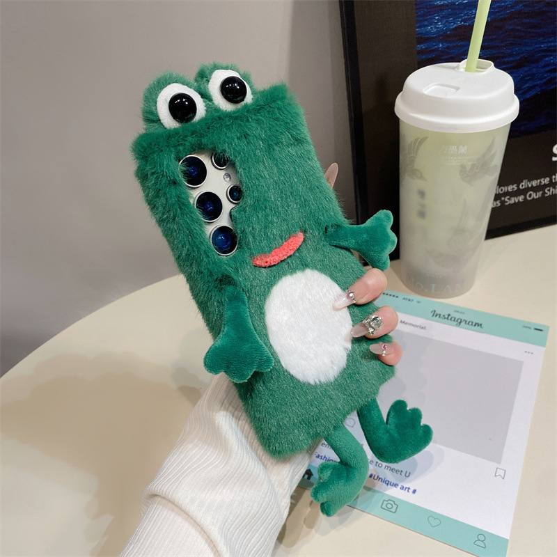 ぬいぐるみカエルのスマホケース、かわいい緑色の動物3Dソフト - Phone Cases Samsung のレビューと価格